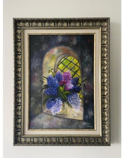 Yağlı Boya Pencere Önü Çiçekleri Tablo